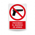 Rótulo de Prohibición - Prohibido el ingreso de armas | Cod. PR-102
