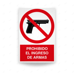 Rótulo de Prohibición - Prohibido el ingreso de armas | Cod. PR-102