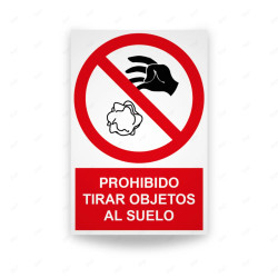 Rótulo de Prohibición - Prohibido tirar objetos del suelo | Cod. PR-101