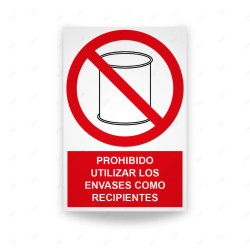 Rótulo de Prohibición - Prohibido utilizar los envases como recipientes | Cod. PR-127