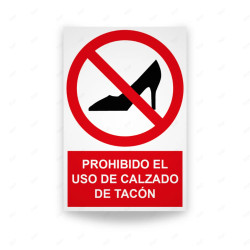 Rótulo de Prohibición - Prohibido el uso de calzado con tacón | Cod. PR-133