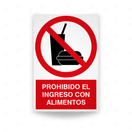 Rótulo de Prohibición - Prohibido el ingreso de alimentos | Cod. PR-155