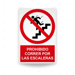 Rótulo de Prohibición - Prohibido correr por las escaleras | Cod. PR-137