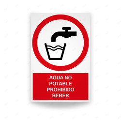 Rótulo de Prohibición - Agua no potable prohibido beber | Cod. PR-144