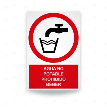 Rótulo de Prohibición - Agua no potable prohibido beber | Cod. PR-144