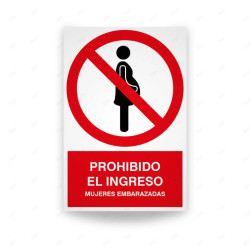 Rótulo de Prohibición - Prohibido el ingreso a mujeres embarazadas | Cod. PR-104