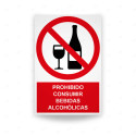 Rótulo de Prohibición - Prohibido Consumir bebidas alcohólicas | Cod. PR-107