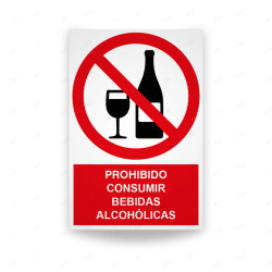 Rótulo de Prohibición - Prohibido Consumir bebidas alcohólicas | Cod. PR-107