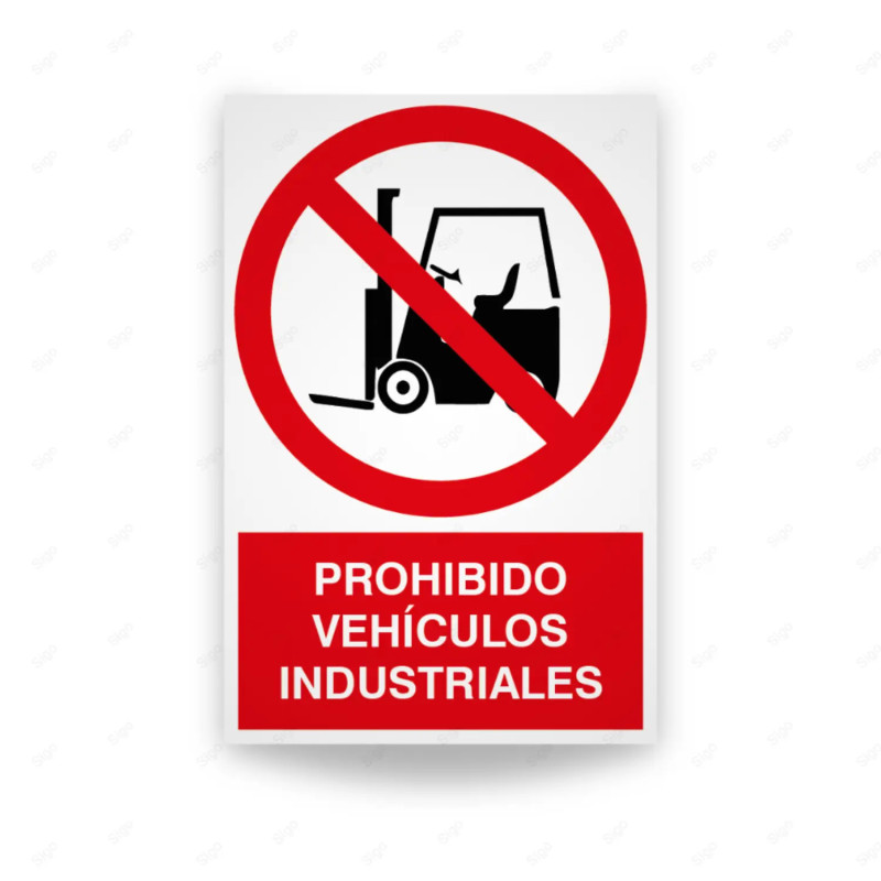 Rótulo de Prohibición - Prohibido vehiculos industriales | Cod. PR-106