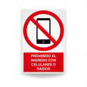 Rótulo de Prohibición - Prohibido el ingreso de celulares y radios | Cod. PR-148