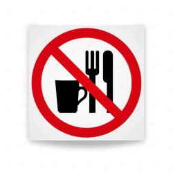Rótulo de Prohibición - Prohibido comer o beber en esta área| Cod. PR-010