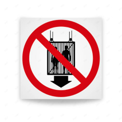 Rótulo de Prohibición - Prohibido subir al montacargas | Cod. PR-016