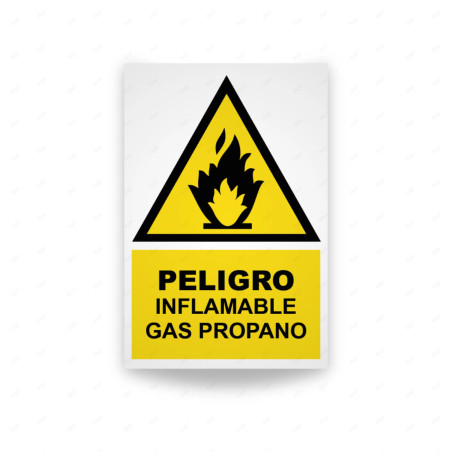 Rótulo de Atención - Peligro Inflamable Gas Propano | Cod. AD-110 Señales de Atención