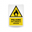 Rótulo de Atención - Cuidado Inflamable Argón | Cod. AD-111, Señales de Atención
