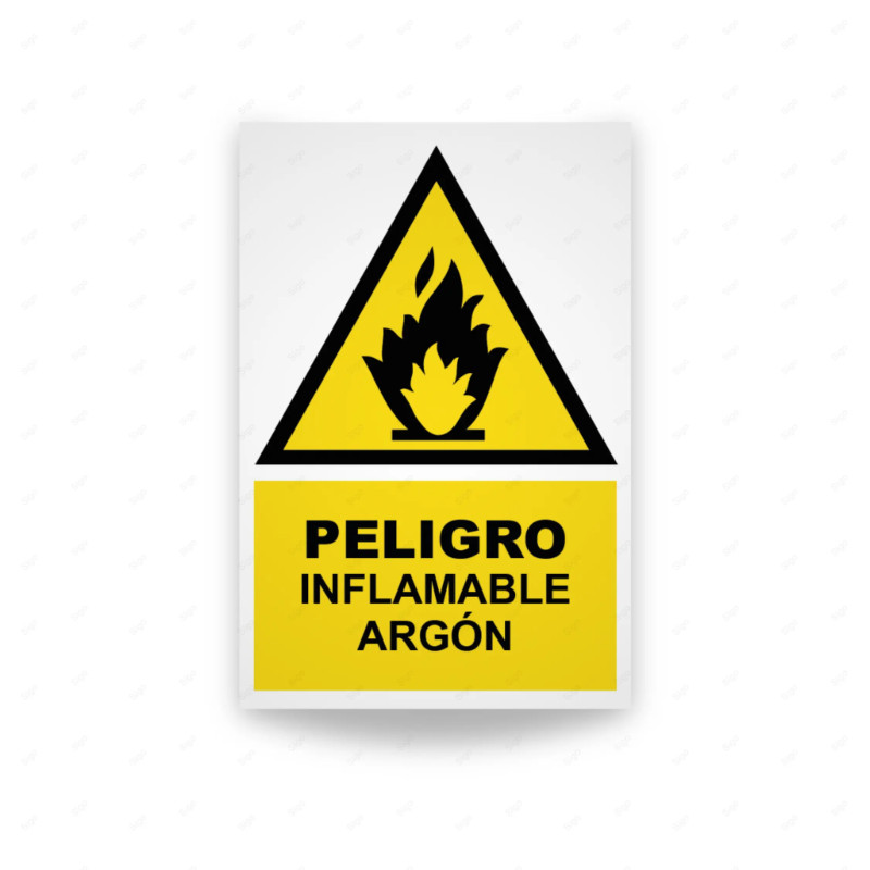 Rótulo de Atención - Cuidado Inflamable Argón | Cod. AD-111, Señales de Atención