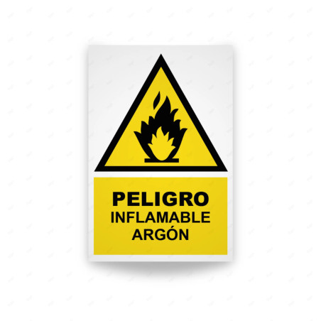 Rótulo de Atención - Cuidado Inflamable Argón | Cod. AD-111, Señales de Atención