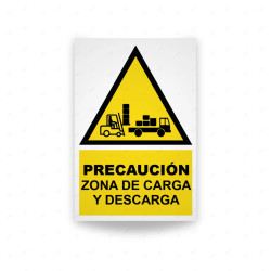 Rótulo de Atención - Precaución Zona de Carga y Descarga | Cod. AD-163, Señales de Atención