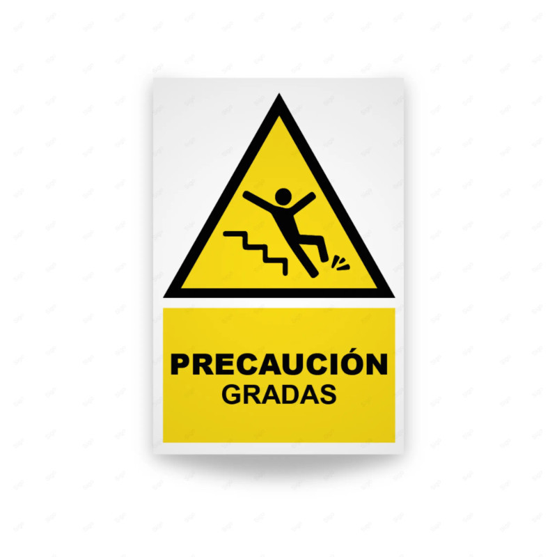 Rótulo de Atención - Precaución Gradas | Cod. AD - 68, Señales de Atención