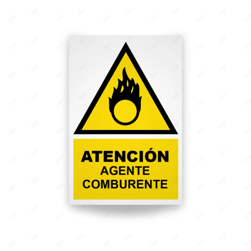 Rótulo de Atención - Atención Agente Comburente | Cod. AD-172, Señales de Atención