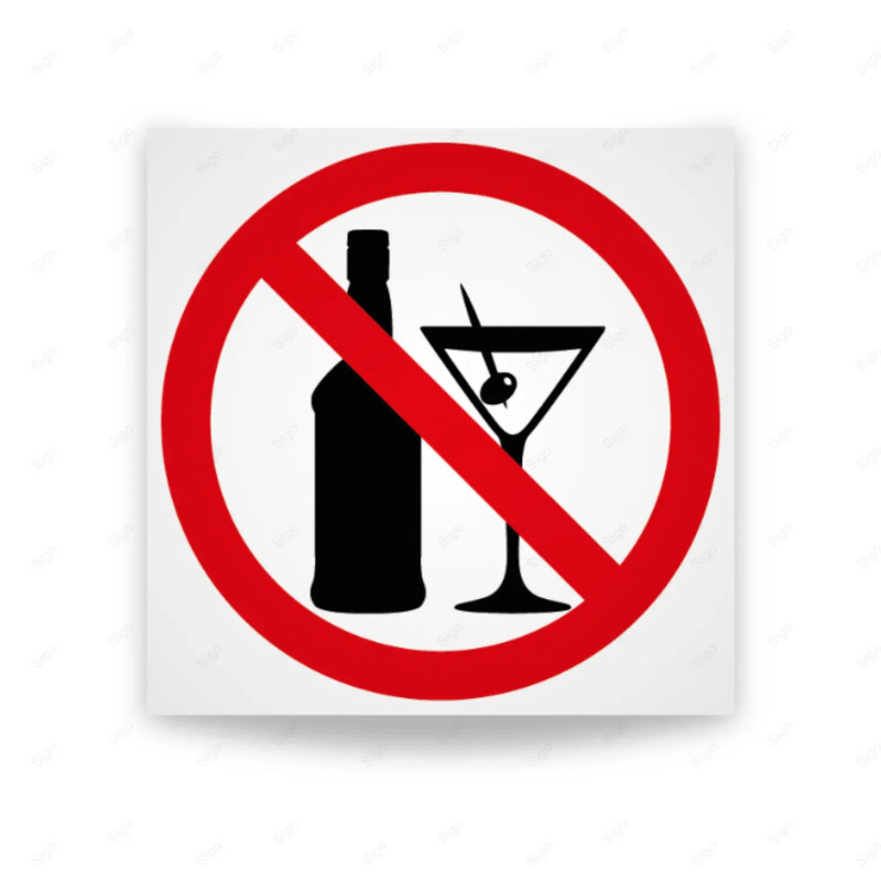 Rótulo de Prohibición - Prohibido el ingreso de bebidas alcohólicas | Cod.PR-034