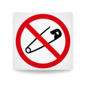 Rótulo de Prohibición - Prohibido llevar imperdibles | Cod. PR-037