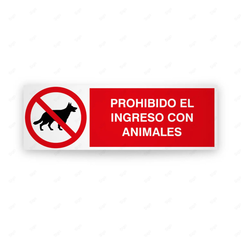 Rótulo de Prohibición - Prohibido el ingreso con animales | Cod.  PR-203