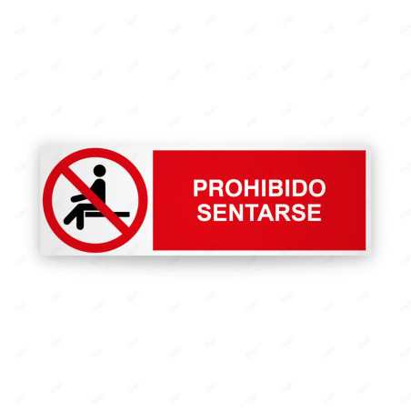Rótulo de Prohibición - Prohibido sentarse | Cod. PR-238