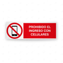 Rótulo de Prohibición - Prohibido el ingreso con celulares | Cod. PR-249