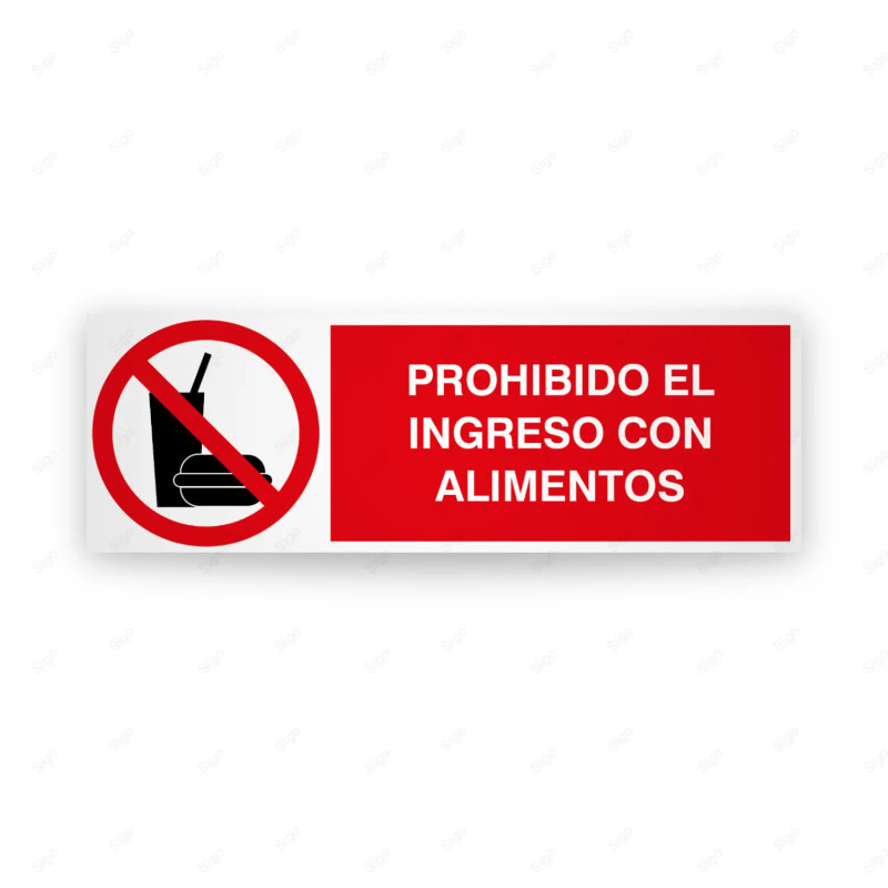 Rótulo de Prohibición - Prohibido el ingreso con alimentos | Cod. PR-255