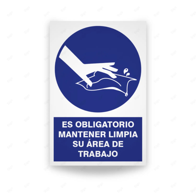 Rótulo de Obligación - Es obligatorio mantener limpia su área de trabajo| Cod. OB-74, Señales de Obligación