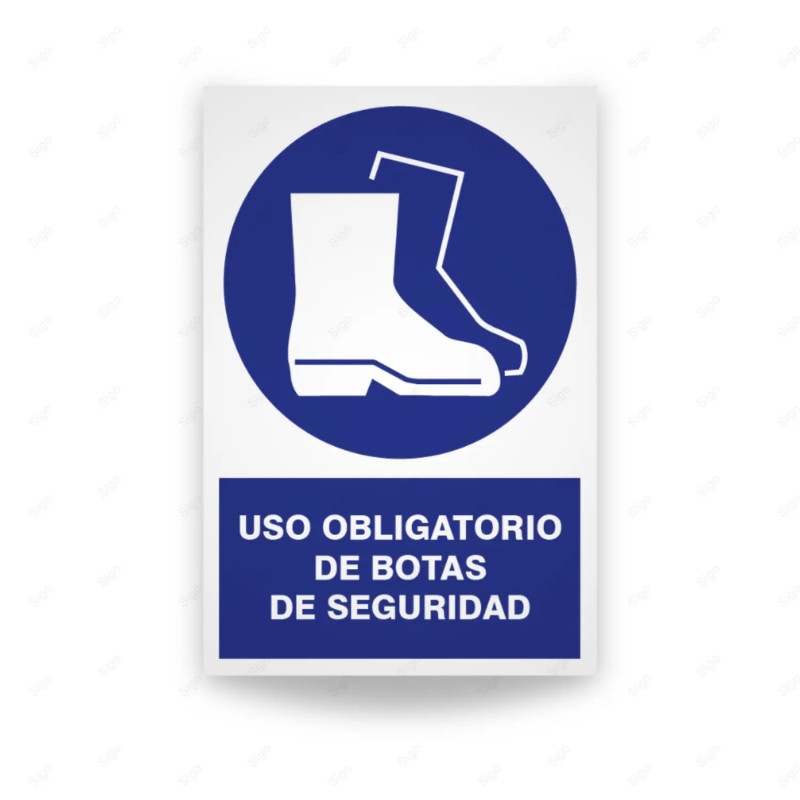 Rótulo de Obligación - Uso obligatorio de botas de seguridad  | Cod. OB-104
