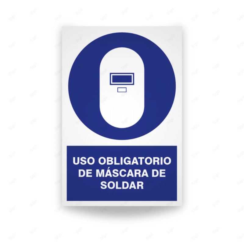 Rótulo de Obligación - Uso obligatorio de mascra soldar| Cod. OB-106