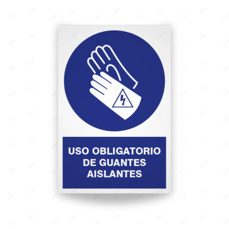 Rótulo de Obligación - Uso obligatorio de guantes aislantes | Cod. OB-108