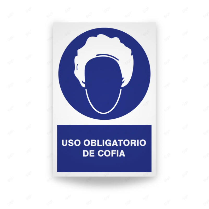 Rótulo de Obligación - Uso obligatorio de cofia| Cod. OB-138, Señales de Obligación