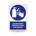 Rótulo de Obligación - Obligatorio desinfectarse las manos | Cod. OB-157, Señales de Obligación