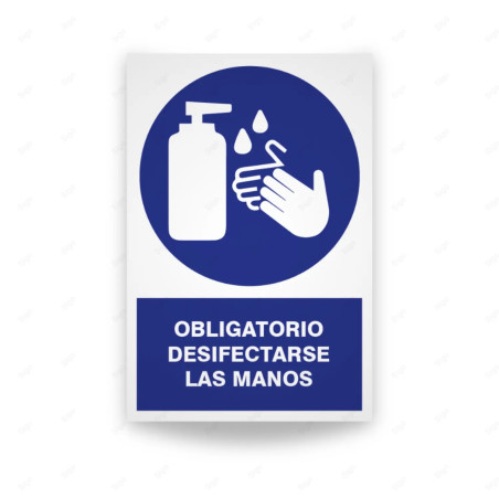 Rótulo de Obligación - Obligatorio desinfectarse las manos | Cod. OB-157, Señales de Obligación