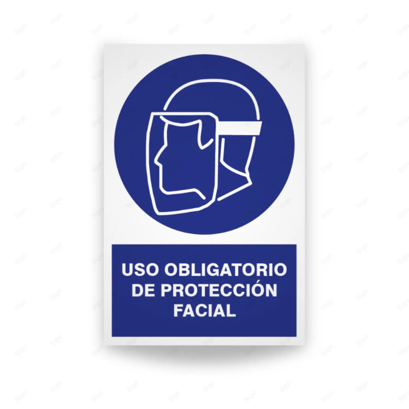 Rótulo de Obligación - Uso obligatorro de proteccion facial  | Cod. OB-111