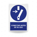 Rótulo de Obligación - Conectar antes de su uso | Cod. OB-159, Señales de Obligación
