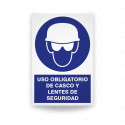 Rótulo de Obligación - Uso obligatorio de casco y lentes de seguridad | Cod. OB-115