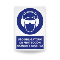 Rótulo de Obligación - Uso obligatorio de protección ocular y auditiva | Cod. OB-116