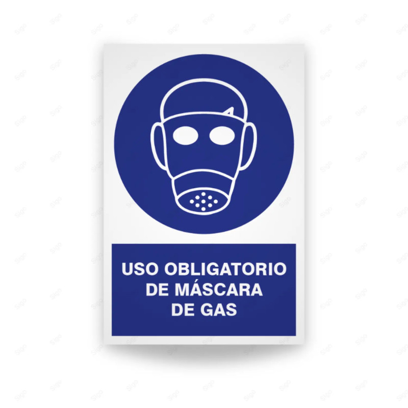 Rótulo de Obligación -  Uso obligatroio de máscara de gas | Cod. OB-119