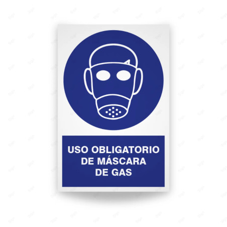 Rótulo de Obligación -  Uso obligatroio de máscara de gas | Cod. OB-119