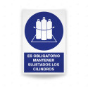 Rótulo de Obligación - Es obligatorio mantener sujetados los cilindros | Cod. OB-122