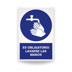 Rótulo de Obligación - Es obligatorio lavarse las manos | Cod. OB-168