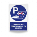 Rótulo de Obligación - Obligatorio estacionarse en reversa | Cod. OB-144, Señales de Obligación
