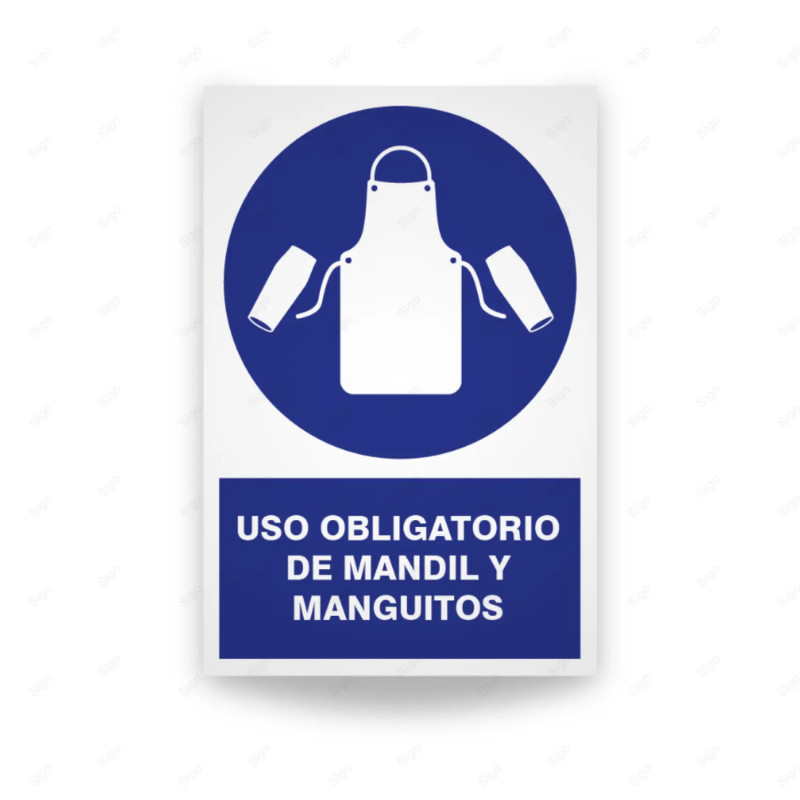Rótulo de Obligación - Uso obligatorio de mantil y maguitos | Cod.  OB-129