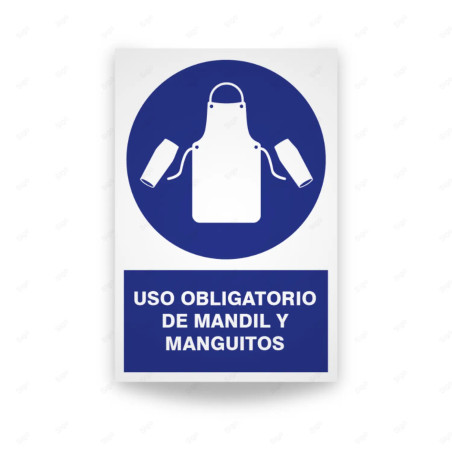 Rótulo de Obligación - Uso obligatorio de mantil y maguitos | Cod.  OB-129