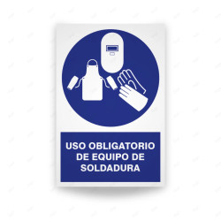 Rótulo de Obligación - Uso obligatorio de equipo de soldadura | Cod. OB-143, Señales de Obligación