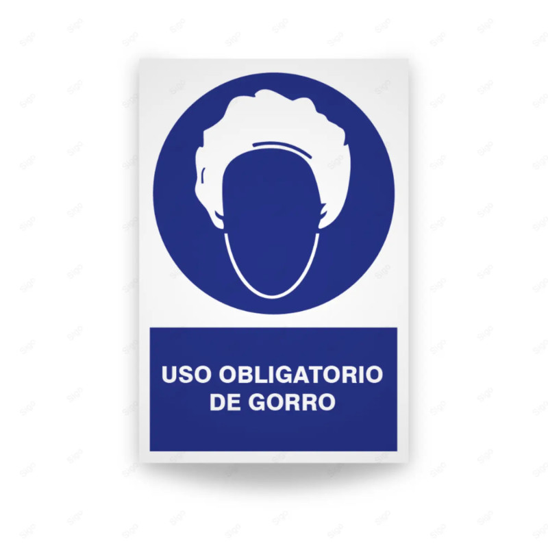 Rótulo de Obligación - Uso obligatorio de gorra | Cod. OB-137, Señales de Obligación