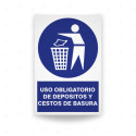 Rótulo de Obligación - Uso obligatorio de depositos y cestos de basura| Cod. OB-136, Señales de Obligación